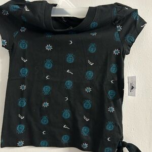 Disney Madame Leota The Haunted Mansion Black Shirt Sz XS Side Tie Short Sleeve